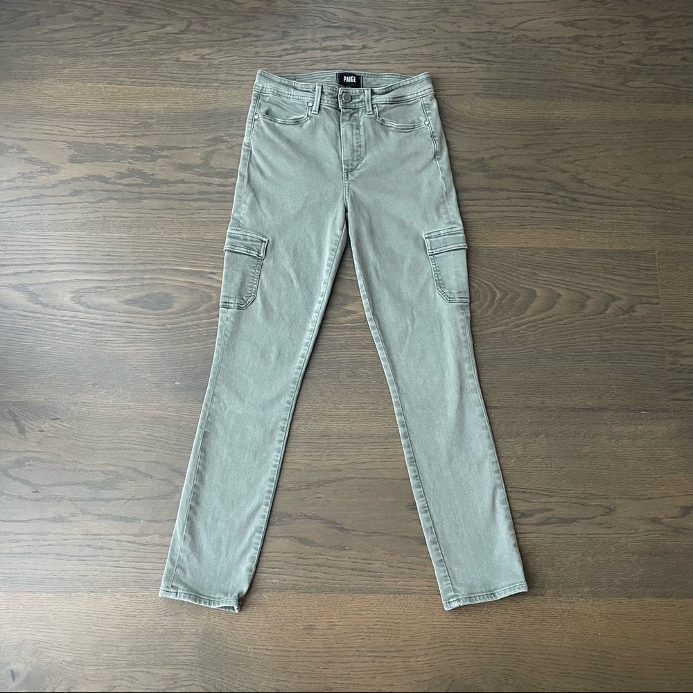 PAIGE Green Hoxton Skinny Cargo Pants